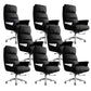 29"W Contemporary Managers Chair High Back Leather Executive Chair Black Genuine Leather 8 Piece Set Clearhalo 'furn' 'furn_office_chair' 'Furniture' 'Office Chairs' 'Office Furniture' 'office_chair' 6430995