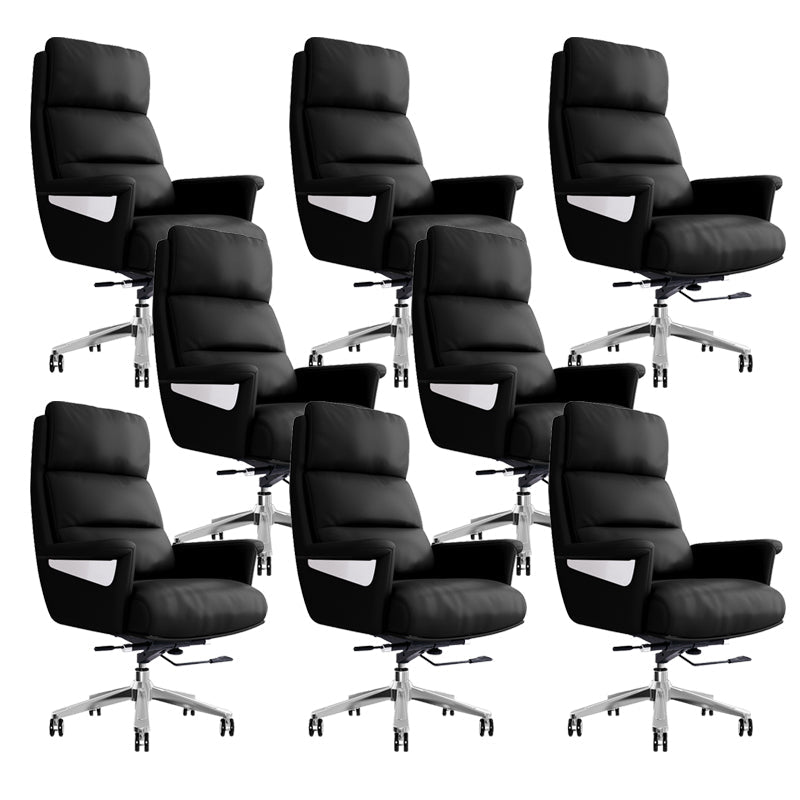 29"W Contemporary Managers Chair High Back Leather Executive Chair Black Genuine Leather 8 Piece Set Clearhalo 'furn' 'furn_office_chair' 'Furniture' 'Office Chairs' 'Office Furniture' 'office_chair' 6430995