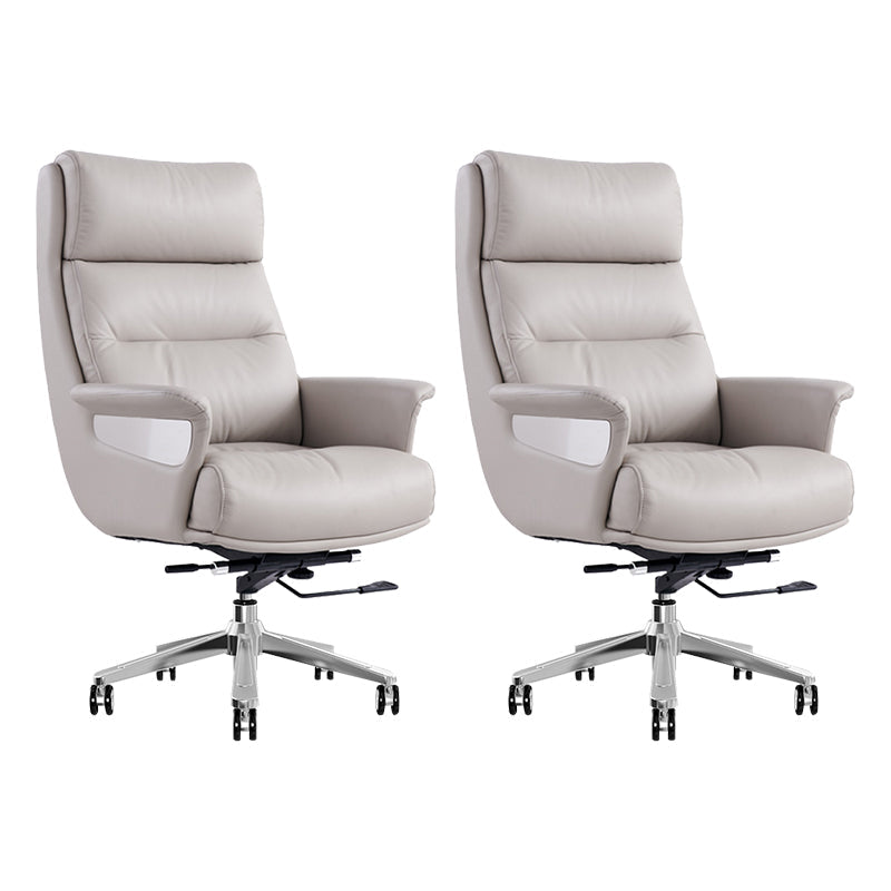 29"W Contemporary Managers Chair High Back Leather Executive Chair Light Gray Faux Leather 2 Piece Set Clearhalo 'furn' 'furn_office_chair' 'Furniture' 'Office Chairs' 'Office Furniture' 'office_chair' 6430996