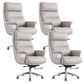 29"W Contemporary Managers Chair High Back Leather Executive Chair Light Gray Faux Leather 4 Piece Set Clearhalo 'furn' 'furn_office_chair' 'Furniture' 'Office Chairs' 'Office Furniture' 'office_chair' 6430997