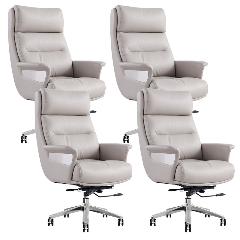 29"W Contemporary Managers Chair High Back Leather Executive Chair Light Gray Faux Leather 4 Piece Set Clearhalo 'furn' 'furn_office_chair' 'Furniture' 'Office Chairs' 'Office Furniture' 'office_chair' 6430997