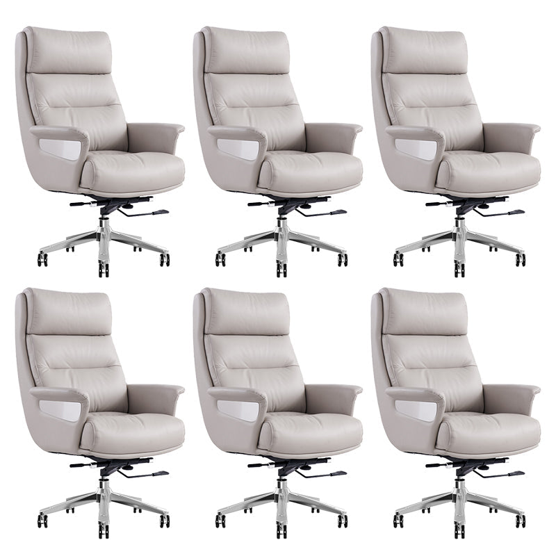 29"W Contemporary Managers Chair High Back Leather Executive Chair Light Gray Faux Leather 6 Piece Set Clearhalo 'furn' 'furn_office_chair' 'Furniture' 'Office Chairs' 'Office Furniture' 'office_chair' 6430998