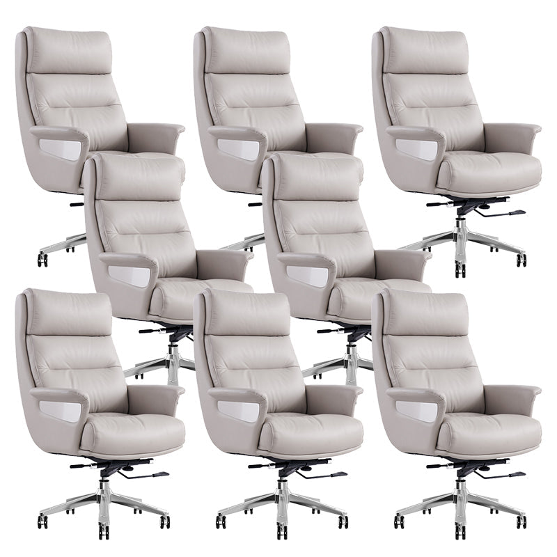 29"W Contemporary Managers Chair High Back Leather Executive Chair Light Gray Faux Leather 8 Piece Set Clearhalo 'furn' 'furn_office_chair' 'Furniture' 'Office Chairs' 'Office Furniture' 'office_chair' 6430999