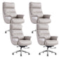 29"W Contemporary Managers Chair High Back Leather Executive Chair Light Gray Genuine Leather 4 Piece Set Clearhalo 'furn' 'furn_office_chair' 'Furniture' 'Office Chairs' 'Office Furniture' 'office_chair' 6431001