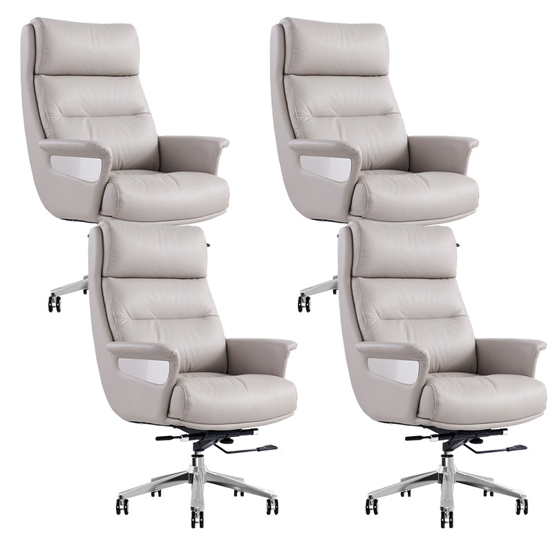 29"W Contemporary Managers Chair High Back Leather Executive Chair Light Gray Genuine Leather 4 Piece Set Clearhalo 'furn' 'furn_office_chair' 'Furniture' 'Office Chairs' 'Office Furniture' 'office_chair' 6431001