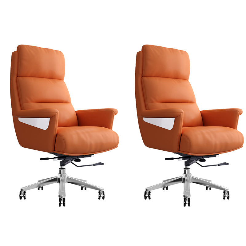 29"W Contemporary Managers Chair High Back Leather Executive Chair Orange Red Faux Leather 2 Piece Set Clearhalo 'furn' 'furn_office_chair' 'Furniture' 'Office Chairs' 'Office Furniture' 'office_chair' 6431005