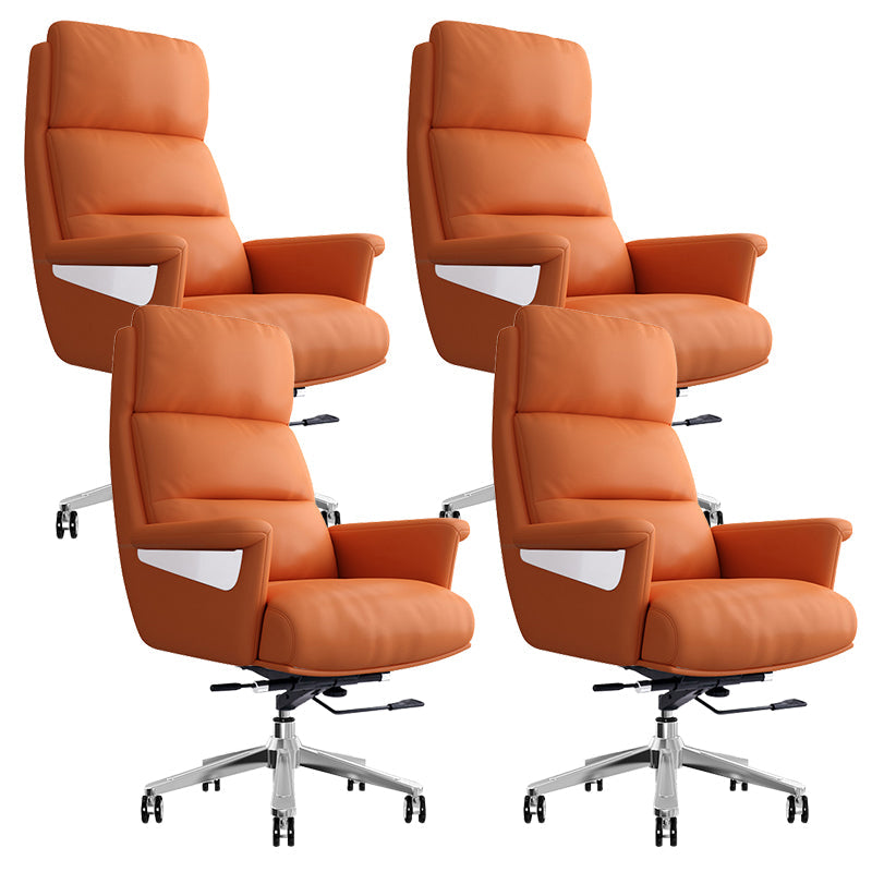 29"W Contemporary Managers Chair High Back Leather Executive Chair Orange Red Faux Leather 4 Piece Set Clearhalo 'furn' 'furn_office_chair' 'Furniture' 'Office Chairs' 'Office Furniture' 'office_chair' 6431006