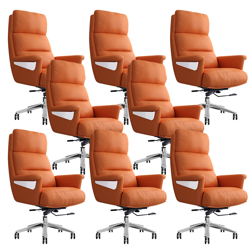 29"W Contemporary Managers Chair High Back Leather Executive Chair Orange Red Faux Leather 8 Piece Set Clearhalo 'furn' 'furn_office_chair' 'Furniture' 'Office Chairs' 'Office Furniture' 'office_chair' 6431008