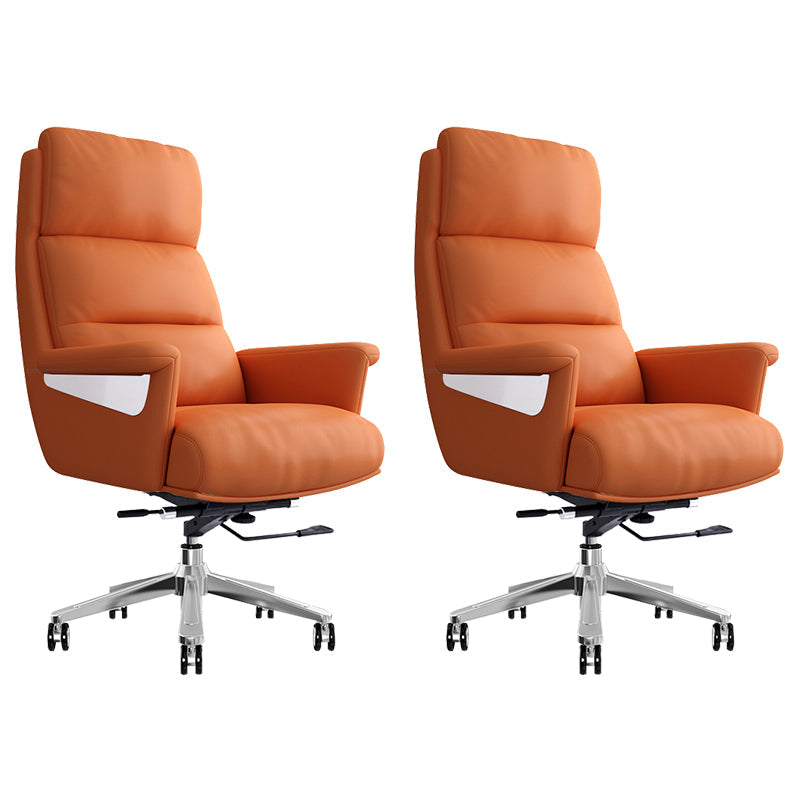 29"W Contemporary Managers Chair High Back Leather Executive Chair Orange Red Genuine Leather 2 Piece Set Clearhalo 'furn' 'furn_office_chair' 'Furniture' 'Office Chairs' 'Office Furniture' 'office_chair' 6431010