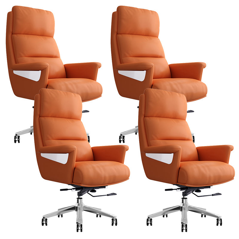 29"W Contemporary Managers Chair High Back Leather Executive Chair Orange Red Genuine Leather 4 Piece Set Clearhalo 'furn' 'furn_office_chair' 'Furniture' 'Office Chairs' 'Office Furniture' 'office_chair' 6431011