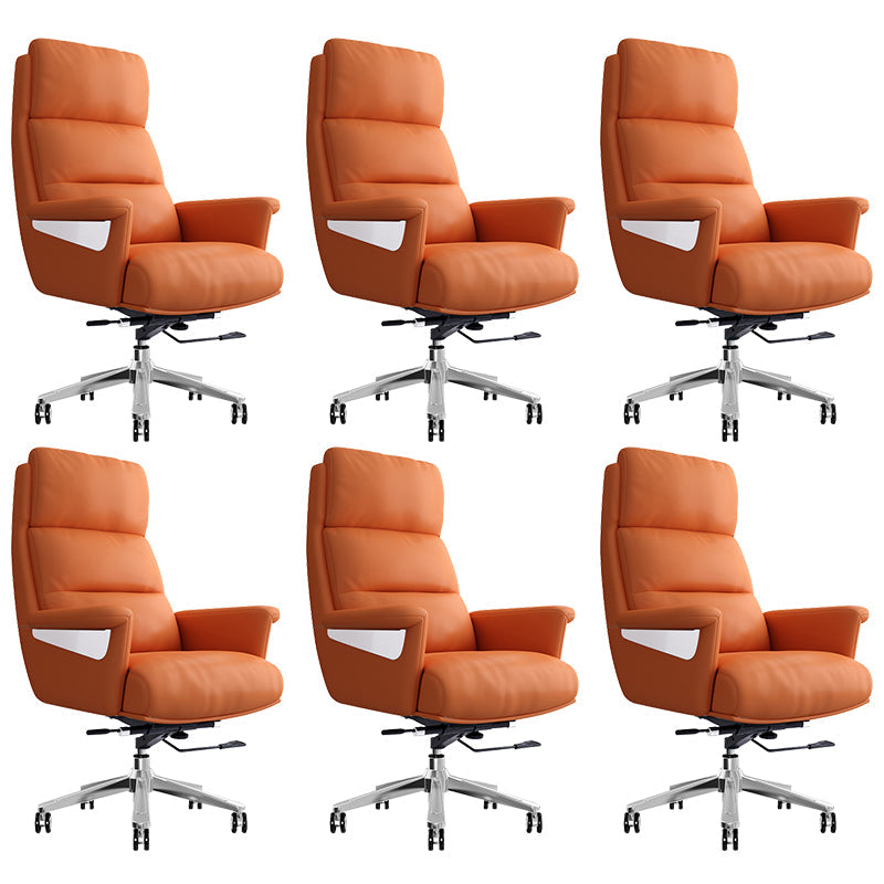 29"W Contemporary Managers Chair High Back Leather Executive Chair Orange Red Genuine Leather 6 Piece Set Clearhalo 'furn' 'furn_office_chair' 'Furniture' 'Office Chairs' 'Office Furniture' 'office_chair' 6431012