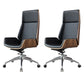 Contemporary Slide Swivel Chair Executive High Back Managers Chair Black Faux Leather 2 Piece Set Clearhalo 'furn' 'furn_office_chair' 'Furniture' 'Office Chairs' 'Office Furniture' 'office_chair' 6431081