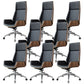 Contemporary Slide Swivel Chair Executive High Back Managers Chair Black Faux Leather 8 Piece Set Clearhalo 'furn' 'furn_office_chair' 'Furniture' 'Office Chairs' 'Office Furniture' 'office_chair' 6431087