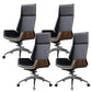 Contemporary Slide Swivel Chair Executive High Back Managers Chair Black Genuine Leather 4 Piece Set Clearhalo 'furn' 'furn_office_chair' 'Furniture' 'Office Chairs' 'Office Furniture' 'office_chair' 6431090