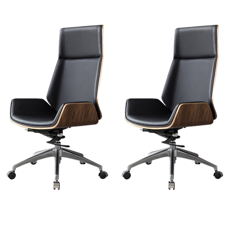 Contemporary Slide Swivel Chair Executive High Back Managers Chair Black Microfiber Leather 2 Piece Set Clearhalo 'furn' 'furn_office_chair' 'Furniture' 'Office Chairs' 'Office Furniture' 'office_chair' 6431093