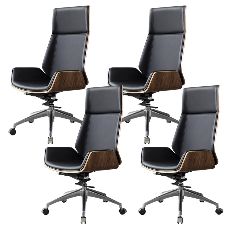 Contemporary Slide Swivel Chair Executive High Back Managers Chair Black Microfiber Leather 4 Piece Set Clearhalo 'furn' 'furn_office_chair' 'Furniture' 'Office Chairs' 'Office Furniture' 'office_chair' 6431094