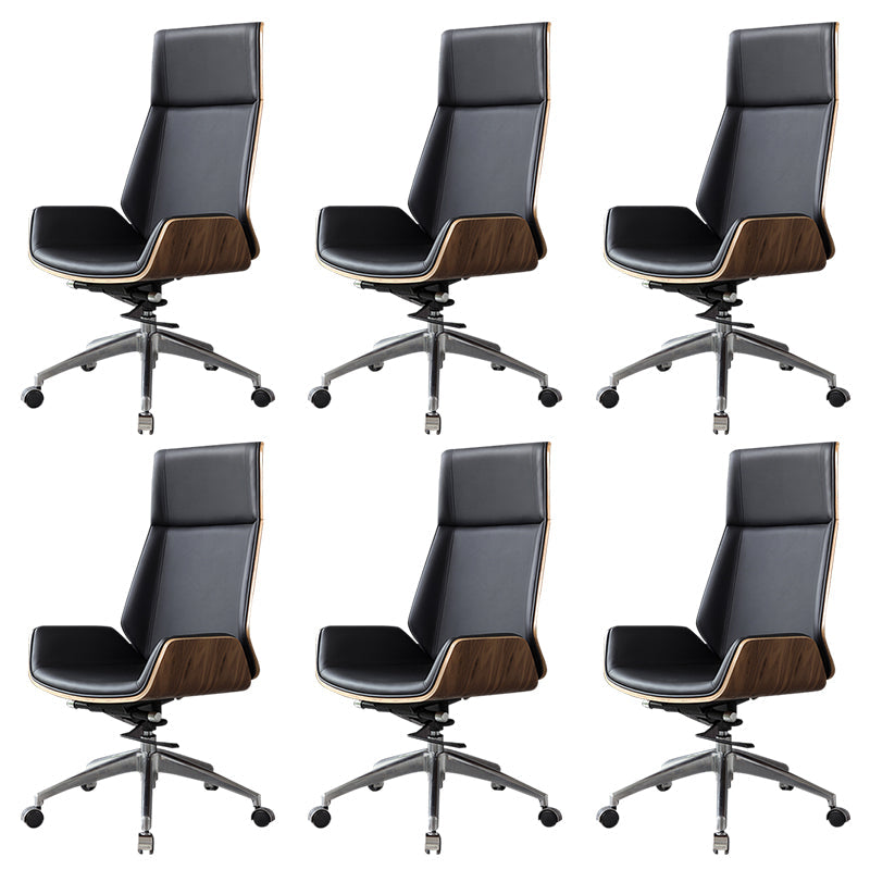 Contemporary Slide Swivel Chair Executive High Back Managers Chair Black Microfiber Leather 6 Piece Set Clearhalo 'furn' 'furn_office_chair' 'Furniture' 'Office Chairs' 'Office Furniture' 'office_chair' 6431095