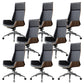 Contemporary Slide Swivel Chair Executive High Back Managers Chair Black Microfiber Leather 8 Piece Set Clearhalo 'furn' 'furn_office_chair' 'Furniture' 'Office Chairs' 'Office Furniture' 'office_chair' 6431096