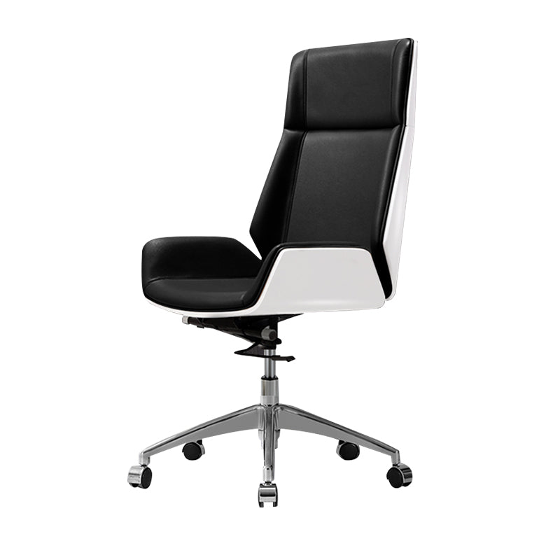 Contemporary Slide Swivel Chair Executive High Back Managers Chair Black White Faux Leather 1 Piece Clearhalo 'furn' 'furn_office_chair' 'Furniture' 'Office Chairs' 'Office Furniture' 'office_chair' 6431102