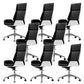 Contemporary Slide Swivel Chair Executive High Back Managers Chair Black White Faux Leather 8 Piece Set Clearhalo 'furn' 'furn_office_chair' 'Furniture' 'Office Chairs' 'Office Furniture' 'office_chair' 6431106
