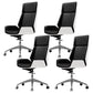Contemporary Slide Swivel Chair Executive High Back Managers Chair Black White Genuine Leather 4 Piece Set Clearhalo 'furn' 'furn_office_chair' 'Furniture' 'Office Chairs' 'Office Furniture' 'office_chair' 6431109