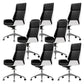 Contemporary Slide Swivel Chair Executive High Back Managers Chair Black White Genuine Leather 8 Piece Set Clearhalo 'furn' 'furn_office_chair' 'Furniture' 'Office Chairs' 'Office Furniture' 'office_chair' 6431111