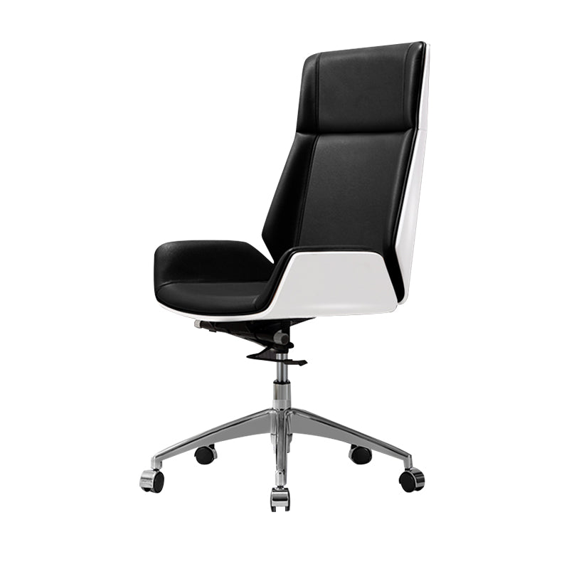 Contemporary Slide Swivel Chair Executive High Back Managers Chair Black White Microfiber Leather 1 Piece Clearhalo 'furn' 'furn_office_chair' 'Furniture' 'Office Chairs' 'Office Furniture' 'office_chair' 6431112