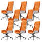 Contemporary Slide Swivel Chair Executive High Back Managers Chair Orange Genuine Leather 8 Piece Set Clearhalo 'furn' 'furn_office_chair' 'Furniture' 'Office Chairs' 'Office Furniture' 'office_chair' 6431126