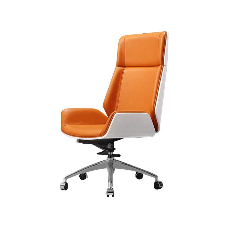 Contemporary Slide Swivel Chair Executive High Back Managers Chair Orange Microfiber Leather 1 Piece Clearhalo 'furn' 'furn_office_chair' 'Furniture' 'Office Chairs' 'Office Furniture' 'office_chair' 6431127