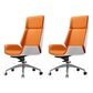 Contemporary Slide Swivel Chair Executive High Back Managers Chair Orange Microfiber Leather 2 Piece Set Clearhalo 'furn' 'furn_office_chair' 'Furniture' 'Office Chairs' 'Office Furniture' 'office_chair' 6431128