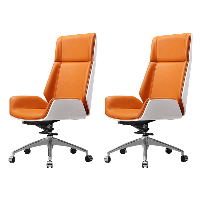 Contemporary Slide Swivel Chair Executive High Back Managers Chair Orange Microfiber Leather 2 Piece Set Clearhalo 'furn' 'furn_office_chair' 'Furniture' 'Office Chairs' 'Office Furniture' 'office_chair' 6431128