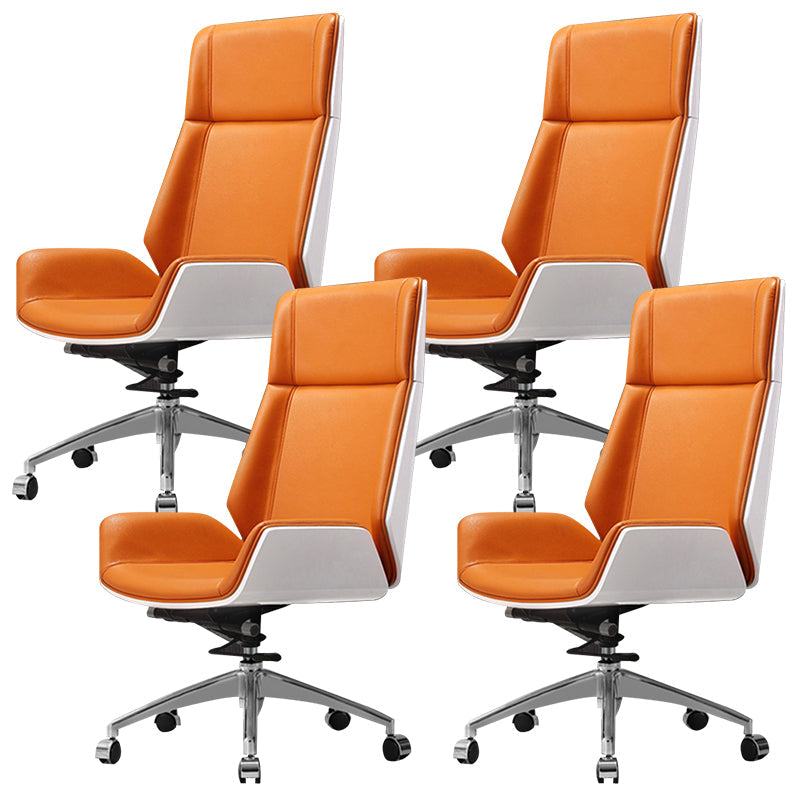 Contemporary Slide Swivel Chair Executive High Back Managers Chair Orange Microfiber Leather 4 Piece Set Clearhalo 'furn' 'furn_office_chair' 'Furniture' 'Office Chairs' 'Office Furniture' 'office_chair' 6431129