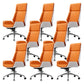 Contemporary Slide Swivel Chair Executive High Back Managers Chair Orange Microfiber Leather 8 Piece Set Clearhalo 'furn' 'furn_office_chair' 'Furniture' 'Office Chairs' 'Office Furniture' 'office_chair' 6431131