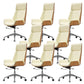 Contemporary Slide Swivel Chair Executive High Back Managers Chair Off-White Faux Leather 8 Piece Set Clearhalo 'furn' 'furn_office_chair' 'Furniture' 'Office Chairs' 'Office Furniture' 'office_chair' 6431136