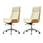 Contemporary Slide Swivel Chair Executive High Back Managers Chair Off-White Genuine Leather 2 Piece Set Clearhalo 'furn' 'furn_office_chair' 'Furniture' 'Office Chairs' 'Office Furniture' 'office_chair' 6431138