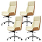 Contemporary Slide Swivel Chair Executive High Back Managers Chair Off-White Genuine Leather 4 Piece Set Clearhalo 'furn' 'furn_office_chair' 'Furniture' 'Office Chairs' 'Office Furniture' 'office_chair' 6431139