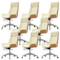 Contemporary Slide Swivel Chair Executive High Back Managers Chair Off-White Genuine Leather 8 Piece Set Clearhalo 'furn' 'furn_office_chair' 'Furniture' 'Office Chairs' 'Office Furniture' 'office_chair' 6431141