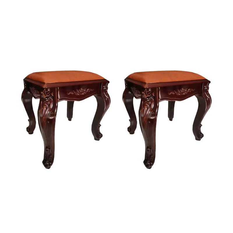 Upholstered Pouf Ottoman Pure Color Metal Frame Craving Stain Resistant Poof Stool Brown Rectangle 2 Piece Set Clearhalo 'furn' 'furn_ottomans_poufs' 'Furniture' 'Living Room Furniture' 'Ottomans & Poufs' 'ottomans_poufs' 6431422