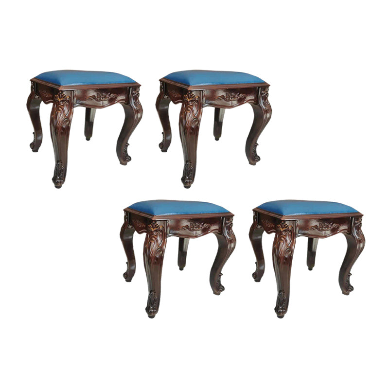 Upholstered Pouf Ottoman Pure Color Metal Frame Craving Stain Resistant Poof Stool Blue Rectangle 4 Piece Set Clearhalo 'furn' 'furn_ottomans_poufs' 'Furniture' 'Living Room Furniture' 'Ottomans & Poufs' 'ottomans_poufs' 6431432