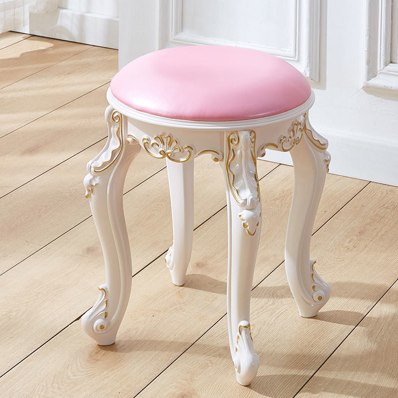 Leather Pouf Stool Craving Upholstered Round Water Resistant Modern Pouf Pink 1 Piece Gold Clearhalo 'furn' 'furn_ottomans_poufs' 'Furniture' 'Living Room Furniture' 'Ottomans & Poufs' 'ottomans_poufs' 6431499