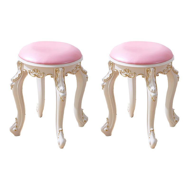 Leather Pouf Stool Craving Upholstered Round Water Resistant Modern Pouf Pink 2 Piece Set Gold Clearhalo 'furn' 'furn_ottomans_poufs' 'Furniture' 'Living Room Furniture' 'Ottomans & Poufs' 'ottomans_poufs' 6431501