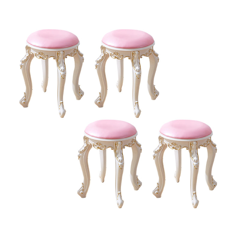 Leather Pouf Stool Craving Upholstered Round Water Resistant Modern Pouf Pink 4 Piece Set Gold Clearhalo 'furn' 'furn_ottomans_poufs' 'Furniture' 'Living Room Furniture' 'Ottomans & Poufs' 'ottomans_poufs' 6431503