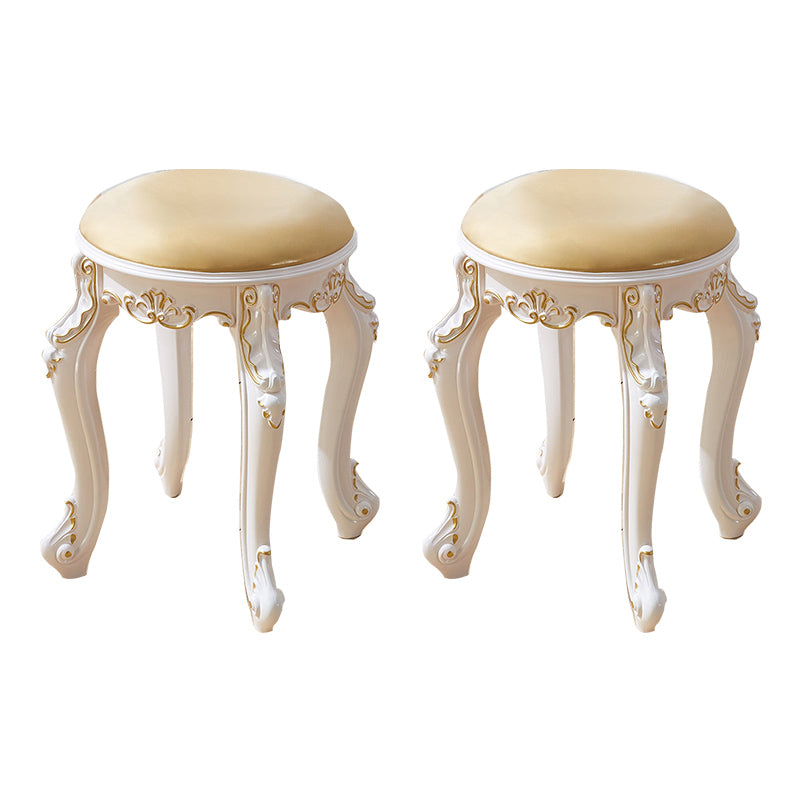 Leather Pouf Stool Craving Upholstered Round Water Resistant Modern Pouf Gold 2 Piece Set Gold Clearhalo 'furn' 'furn_ottomans_poufs' 'Furniture' 'Living Room Furniture' 'Ottomans & Poufs' 'ottomans_poufs' 6431508