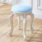 Leather Pouf Stool Craving Upholstered Round Water Resistant Modern Pouf Blue 1 Piece Silver Clearhalo 'furn' 'furn_ottomans_poufs' 'Furniture' 'Living Room Furniture' 'Ottomans & Poufs' 'ottomans_poufs' 6431513