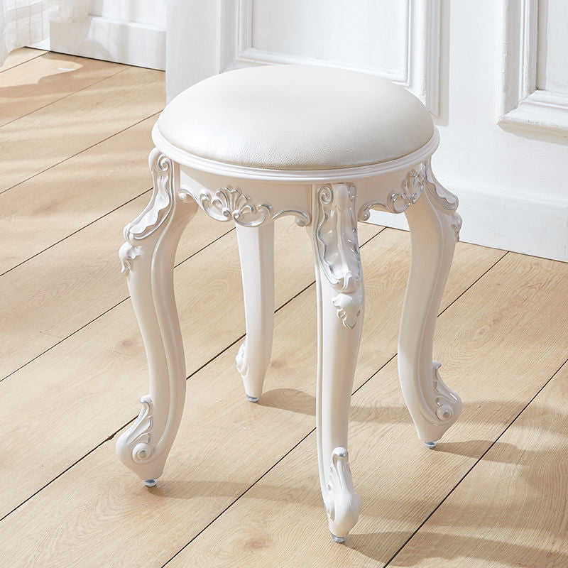 Leather Pouf Stool Craving Upholstered Round Water Resistant Modern Pouf White 1 Piece Silver Clearhalo 'furn' 'furn_ottomans_poufs' 'Furniture' 'Living Room Furniture' 'Ottomans & Poufs' 'ottomans_poufs' 6431522