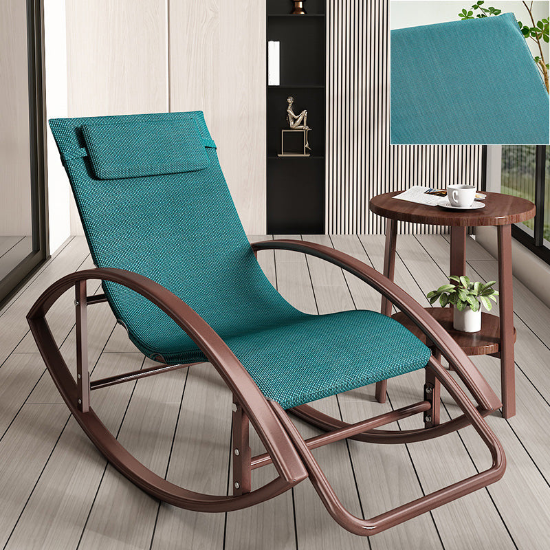 Contemporary Rocker Chair Metal Frame Water Resistant Fabric Rocker Chair with Pillow Blue Brown Clearhalo 'Chairs & Seating' 'furn' 'furn_rocking_chairs' 'Furniture' 'Living Room Furniture' 'Rocking Chairs' 'rocking_chairs' 6431985