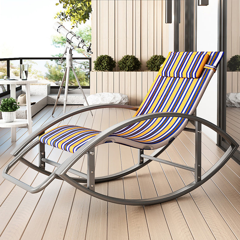 Contemporary Rocker Chair Metal Frame Water Resistant Fabric Rocker Chair with Pillow Clearhalo 'Chairs & Seating' 'furn' 'furn_rocking_chairs' 'Furniture' 'Living Room Furniture' 'Rocking Chairs' 'rocking_chairs' 6431986