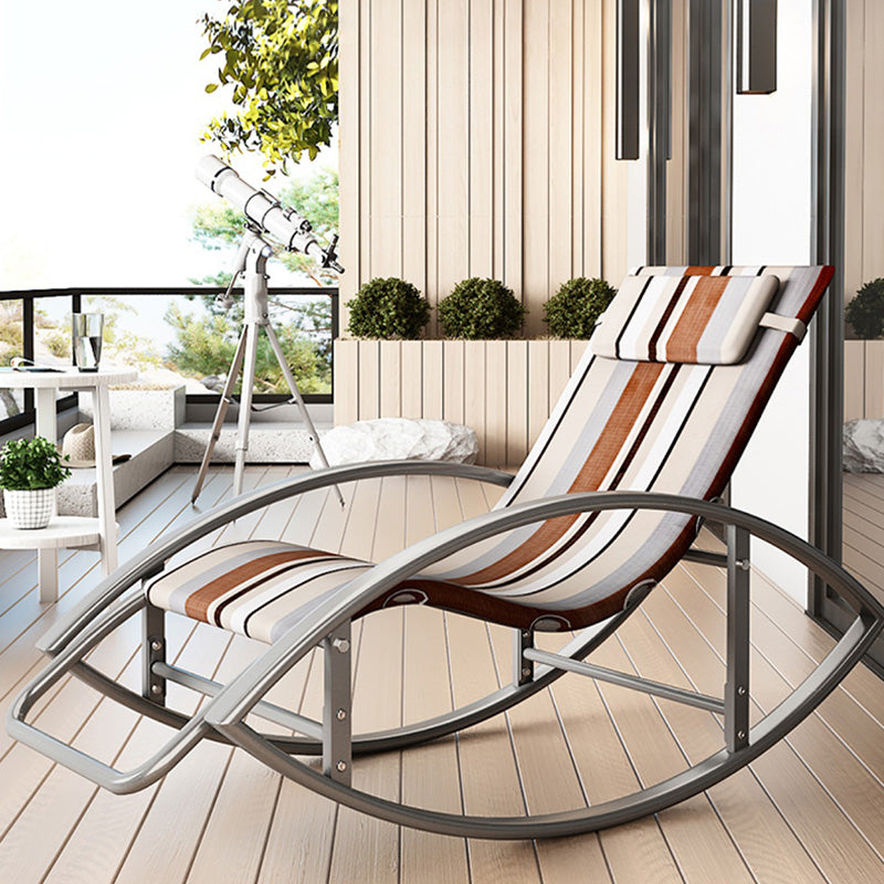 Contemporary Rocker Chair Metal Frame Water Resistant Fabric Rocker Chair with Pillow Clearhalo 'Chairs & Seating' 'furn' 'furn_rocking_chairs' 'Furniture' 'Living Room Furniture' 'Rocking Chairs' 'rocking_chairs' 6431989
