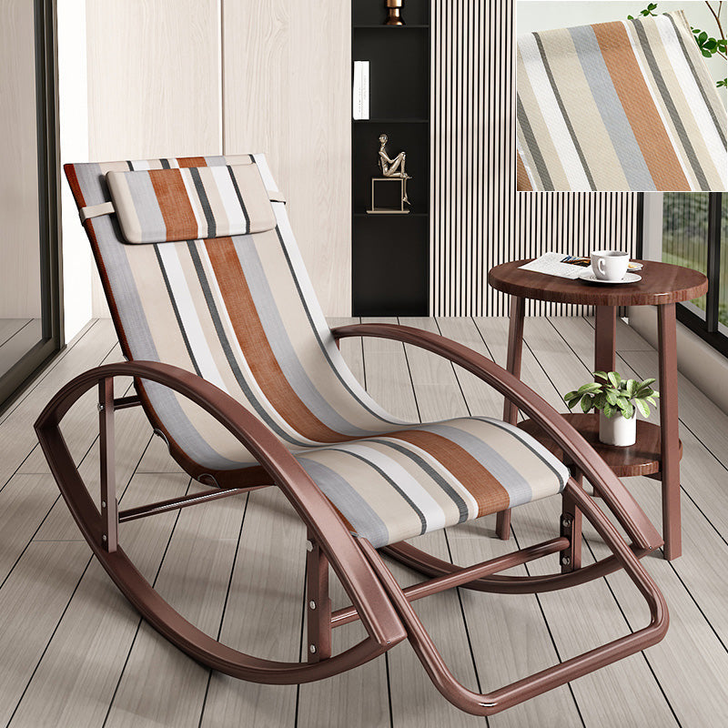 Contemporary Rocker Chair Metal Frame Water Resistant Fabric Rocker Chair with Pillow Coffee Brown Clearhalo 'Chairs & Seating' 'furn' 'furn_rocking_chairs' 'Furniture' 'Living Room Furniture' 'Rocking Chairs' 'rocking_chairs' 6431992