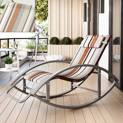Contemporary Rocker Chair Metal Frame Water Resistant Fabric Rocker Chair with Pillow Coffee Silver Clearhalo 'Chairs & Seating' 'furn' 'furn_rocking_chairs' 'Furniture' 'Living Room Furniture' 'Rocking Chairs' 'rocking_chairs' 6431994